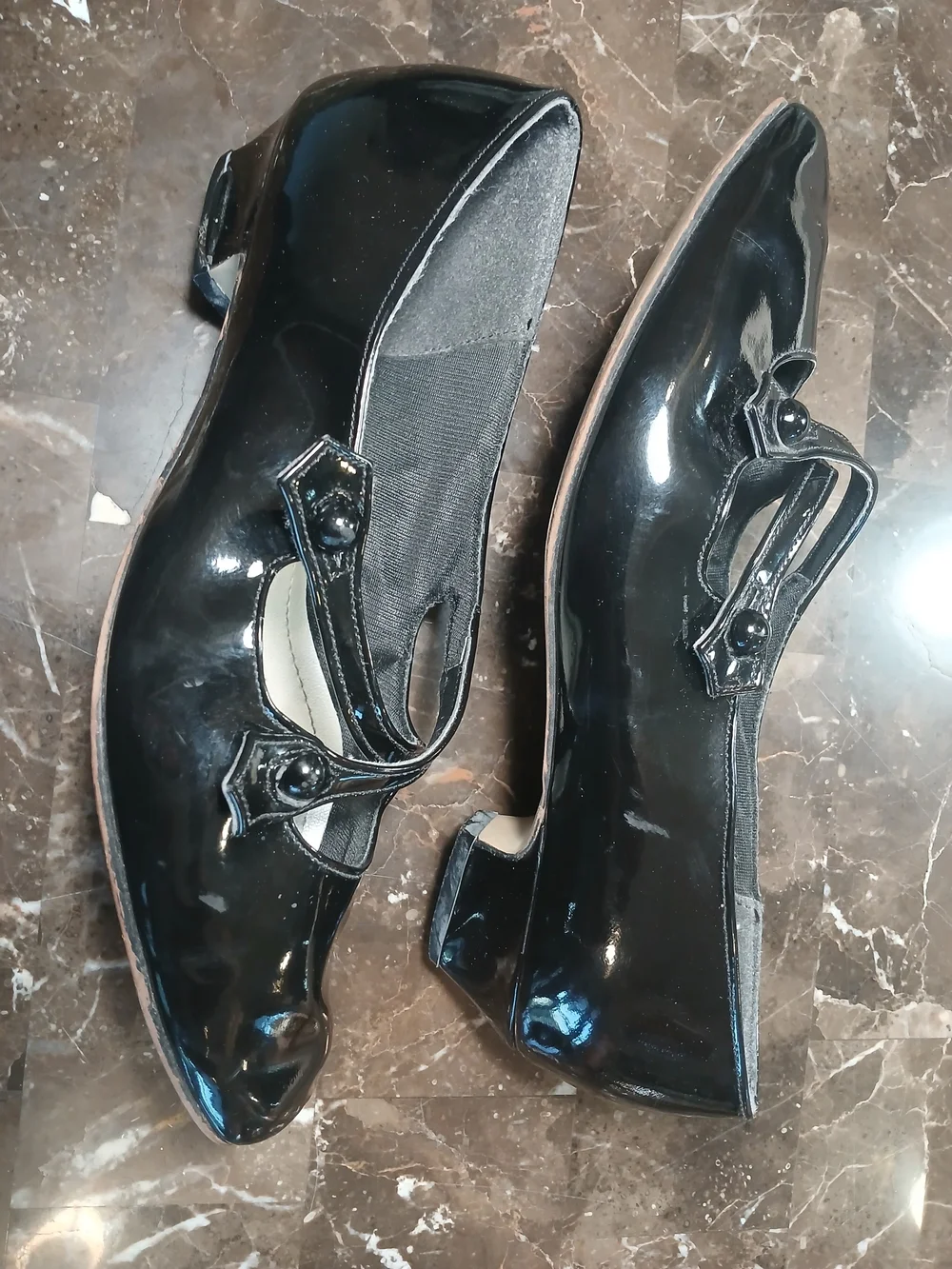 Hush Puppies Black Patent Mary Janes with Cross Straps